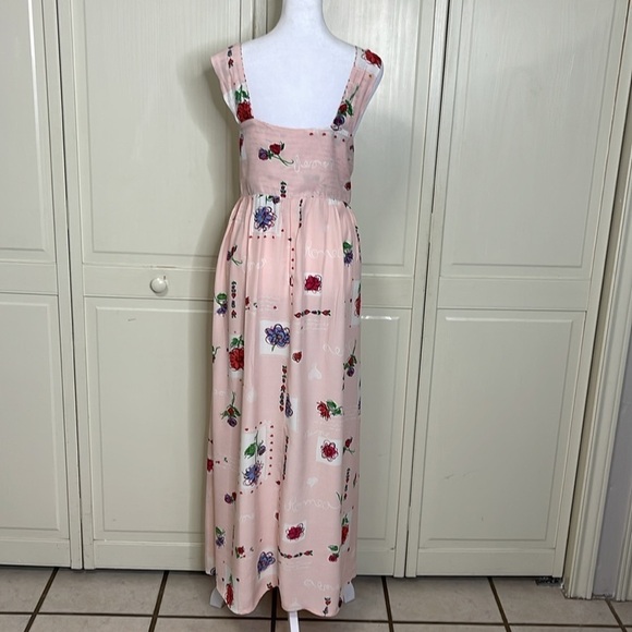 ROMEO ROMEO Pink Floral Maxi Dress With Pockets Size M - Picture 7 of 11